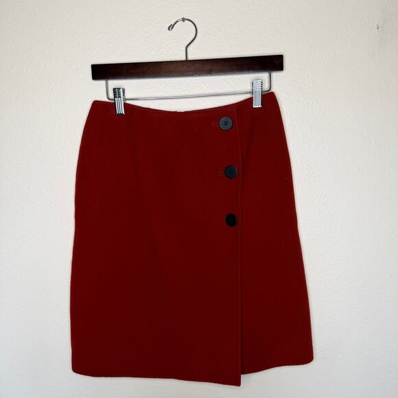 Talbots Dresses & Skirts - Talbots Red Faux Wrap 100% Wool Skirt 4